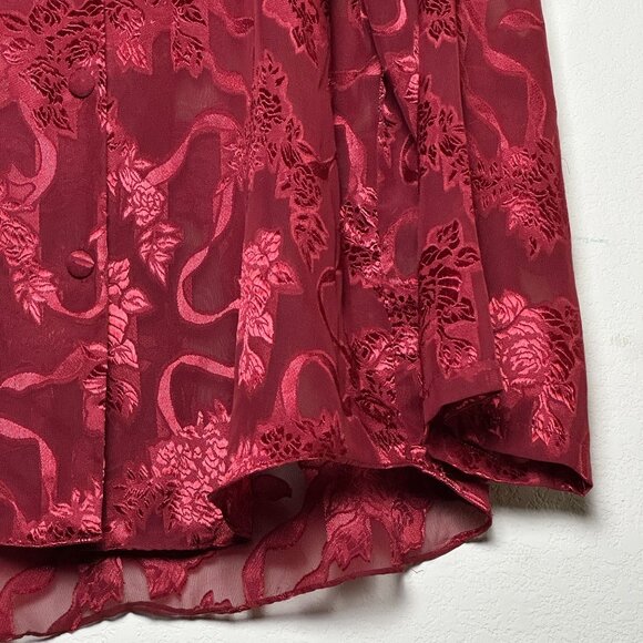 VTG Victoria Secret Gold Label Floral Button Up Nightgown Shirt Semi Sheer Sz M - Picture 9 of 15